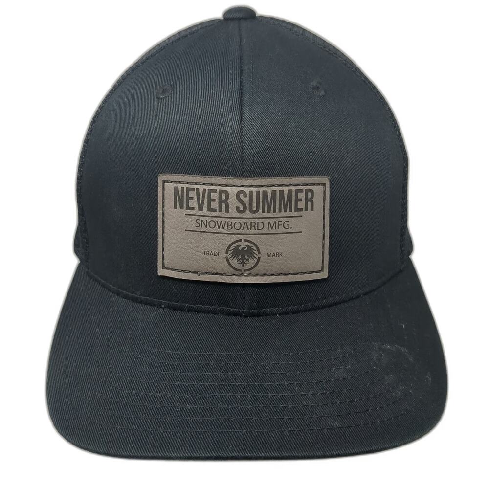 Yupoong Trucker Hat Black One Size Never Summer Snowboard Mfg Patch Snapback